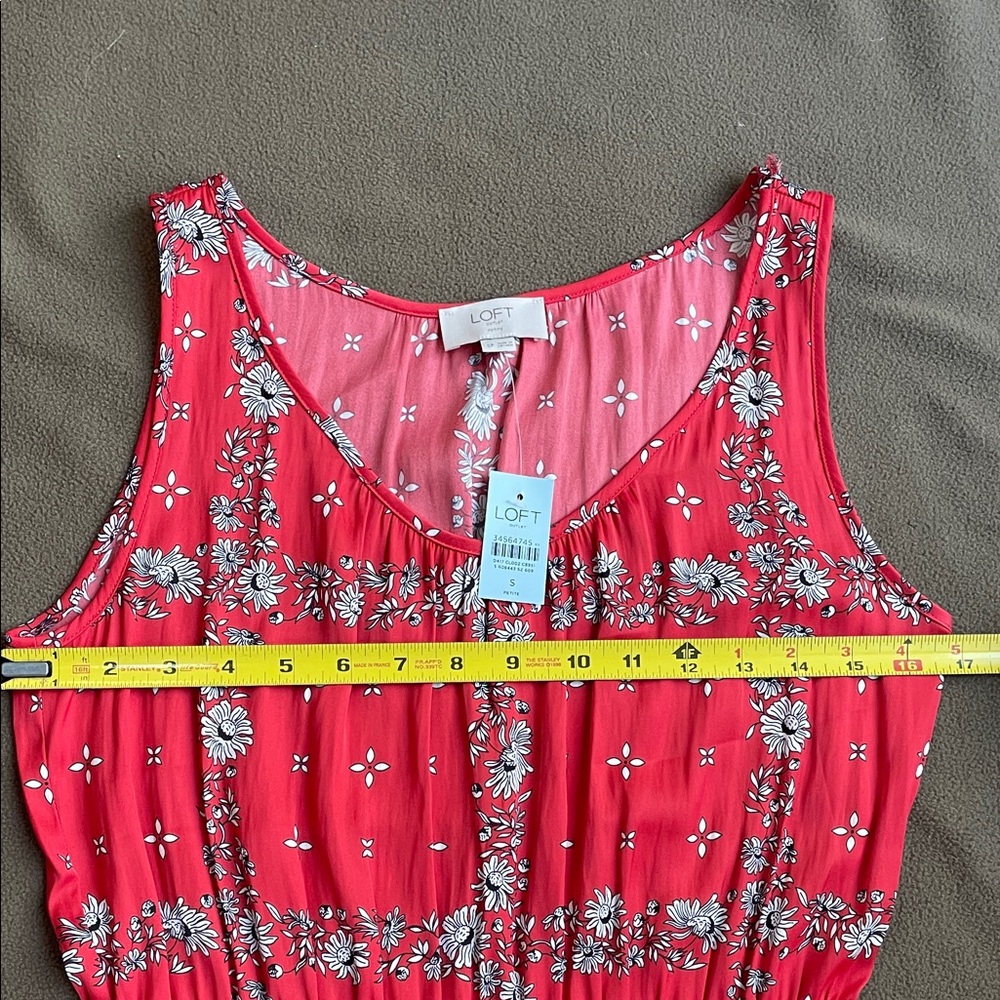 LOFT Red Floral Dress, SP - Picture 7 of 11